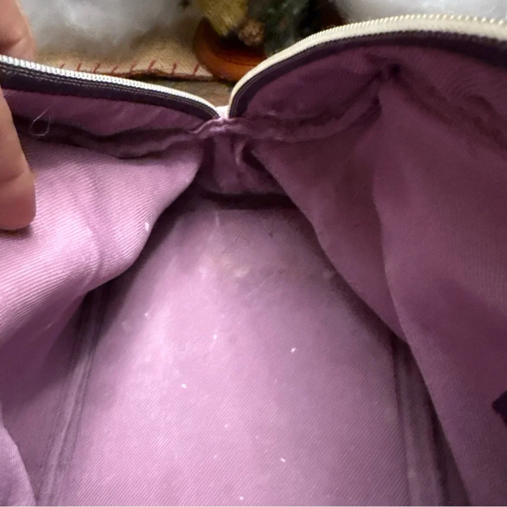 Vintage Y2K 1990’s Victoria's Secret Handbag Purple Velvet Satchel Bag Cosmetic